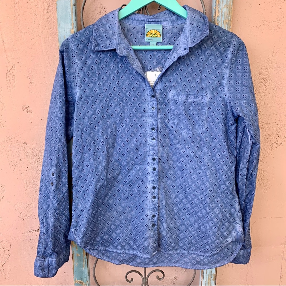 NWT C&C California Indigo Dye Cotton Button Up M